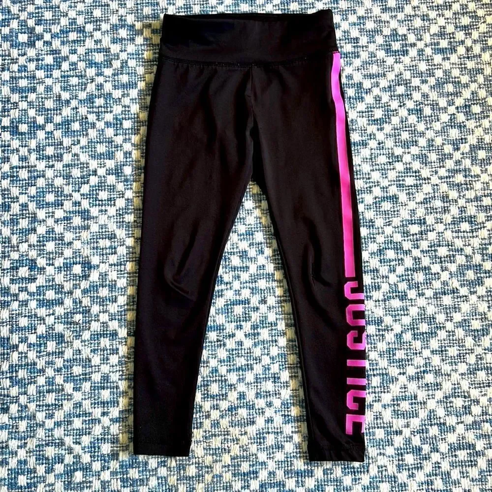 Justice Girls Sz 6 Distressed Black & Pink Leggings